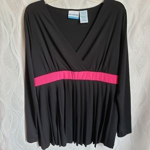 Maternity Surplice Faux Wrap Pleated Long Sleeve Top